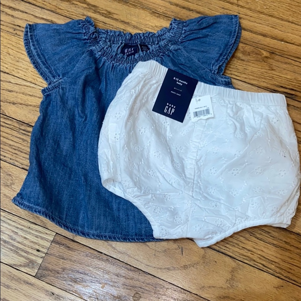 Girls (6-12 months) denim shirt & short set! New!